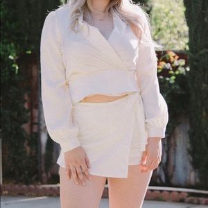 Satin set  (top & miniskirt/shorts)